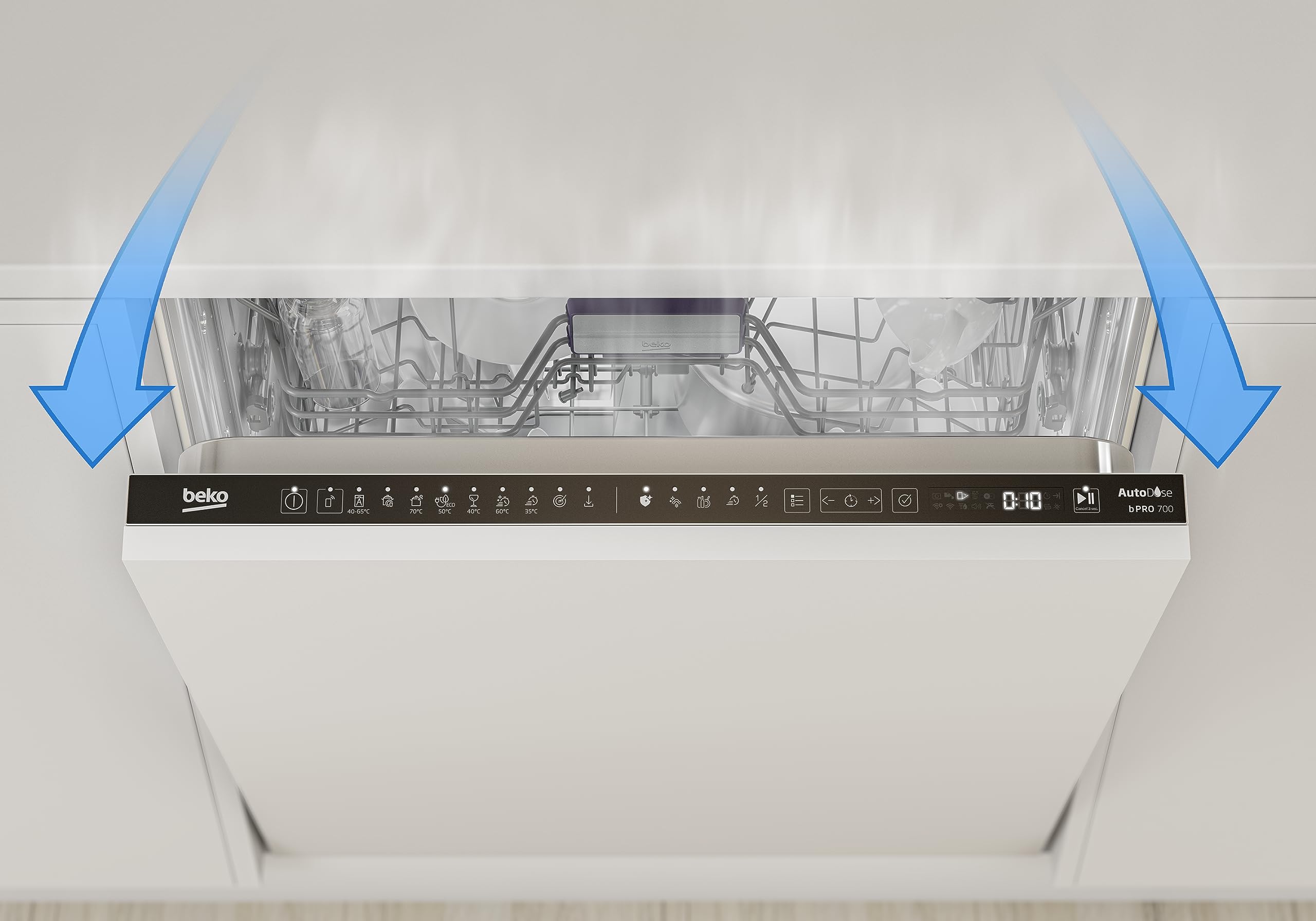 Beko BDUN15430X b300 Unterbau-Geschirrspüler 60 cm, für 14 Maßgedecke, 3 Spülebenen, 4 Temperaturen, 5 Programme, halbe Beladung, automatische Türöffnung, Quick&Clean 3