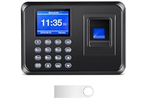DISELERI Time Clocks for Employees Small Business, Fingerprint Time Clocks for Employees with 2.4 TFT LCD Screen, USB Download Data, Clock in and Out Machine with 1000 Fingerprints (with 8G U-Disk)