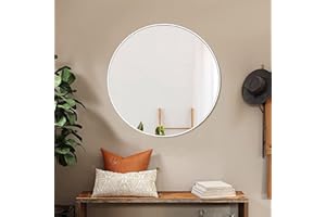Heymirro Round Bathroom Mirror Wall Mirrors with Aluminum Alloy Matte Framed, for Bedroom, Vanity, Entryway Hall, Living Room
