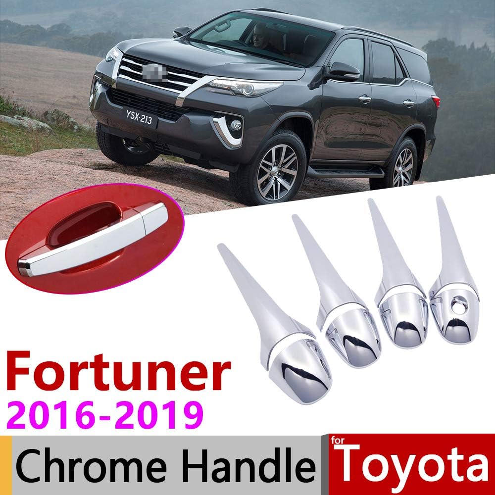 QSONGL For Toyota Fortuner SW4 AN150 AN160 2016~2019 Chrome Exterior Door Handle Cover Car Accessories Stickers Trim Set 2017 2018