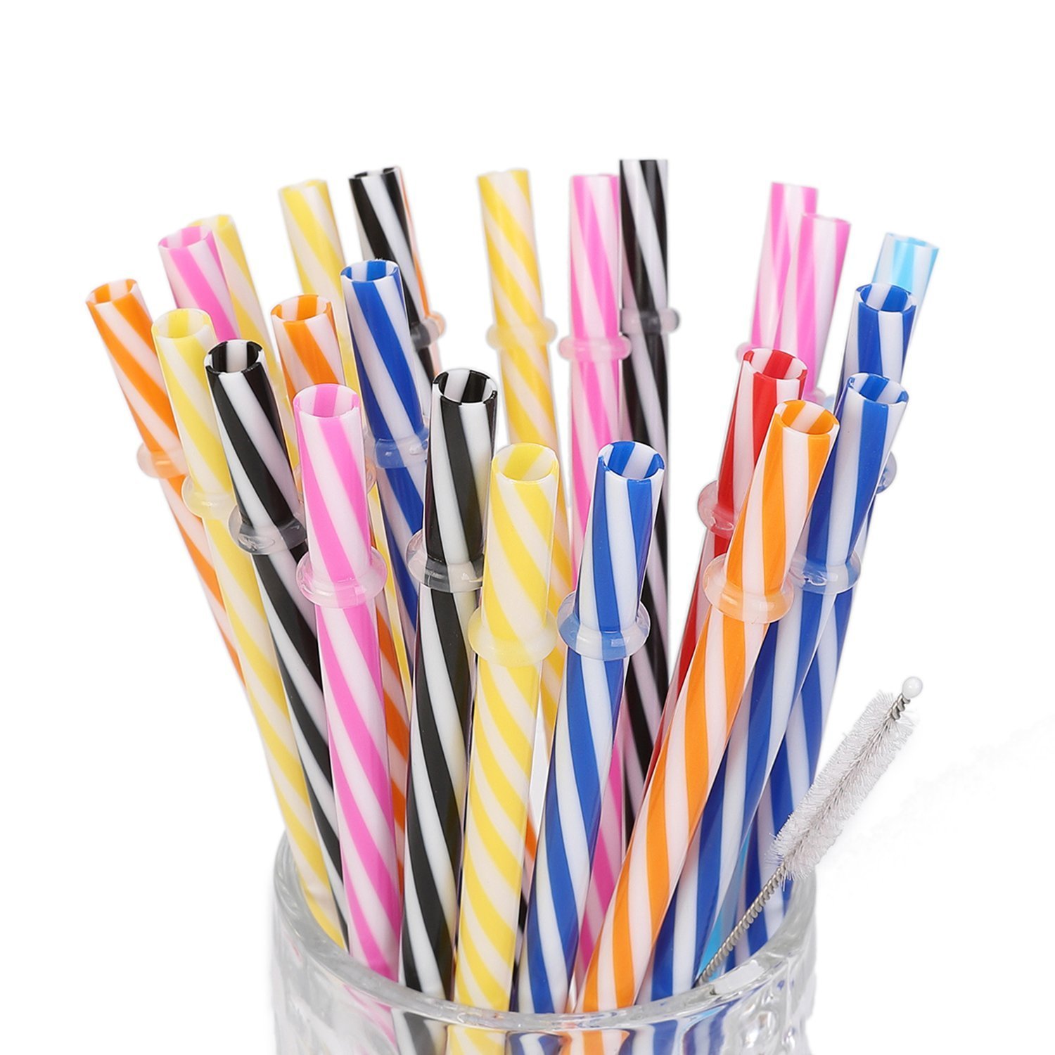 Jovitec 60 Pieces Christmas Straws Plastic Reusable Straw