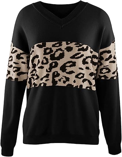 v neck leopard sweater