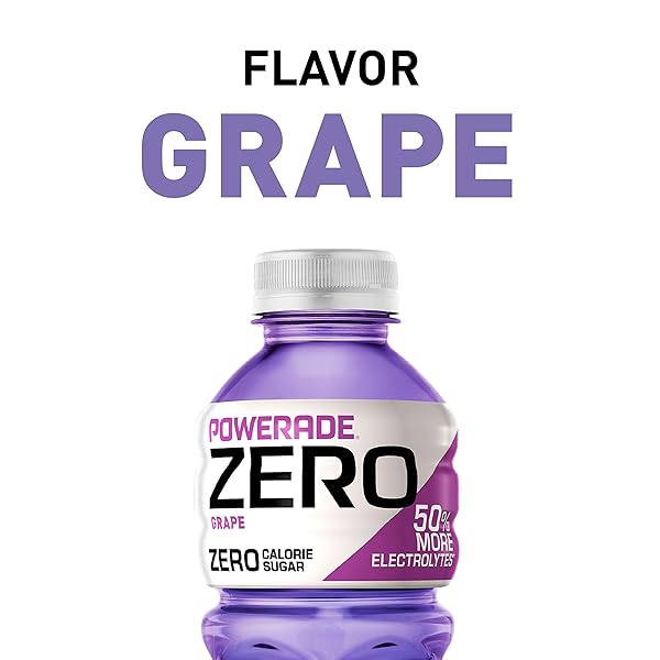 POWERADE ELECTROLYTE ENHANCED ZERO SUGAR GRAPE SPORTS DRINK, 20 OUNCE (PACK OF 8)