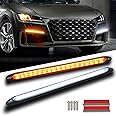 Qasim DRL LED Strip Car Daytime Running Light 9.25in White Automobile Decorative Lights Yellow Streamer Flow Turn Signal Light Tail Light Strip Bar 12V (2Pcs, 23.5cm)