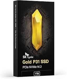 SK hynix Gold P31 PCIe NVMe Gen3 M.2 2280 Internal SSD | 1TB NVMe | Up to 3500MB/S | Compact M.2 SSD Form Factor SK hynix SSD | Internal Solid State Drive with 128-Layer NAND Flash