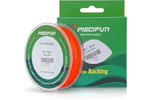Piscifun Fly Line Backing, Braided Fly Backing Line with Orange, White, Fluorescent Yellow Color, 20lb, 30lb,100yd, 300yd