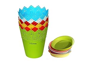 Vgreen Garden Store Flora Table Planter With Tray Set Of 6 ( Multi Color )