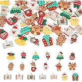 FASHEWELRY Cartoon Resin Charms 3D Mini Christmas Charms Cute Animals Fruits Snowman Bell Christmas Tree Santa Claus Pendants Hang Ornament for Xmas Craft Bracelet Necklace Earrings