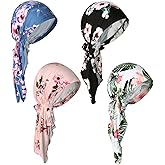 Avxdbr 4Pcs Chemo Headwear for Women Pre Tied Turbans Cotton Head Scarf Breast Cancer Hat Gifts for Cancer Patients