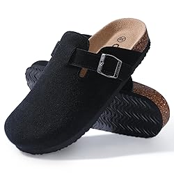 ODOLY Genuine Suede Clogs for Women Men Soft Cork