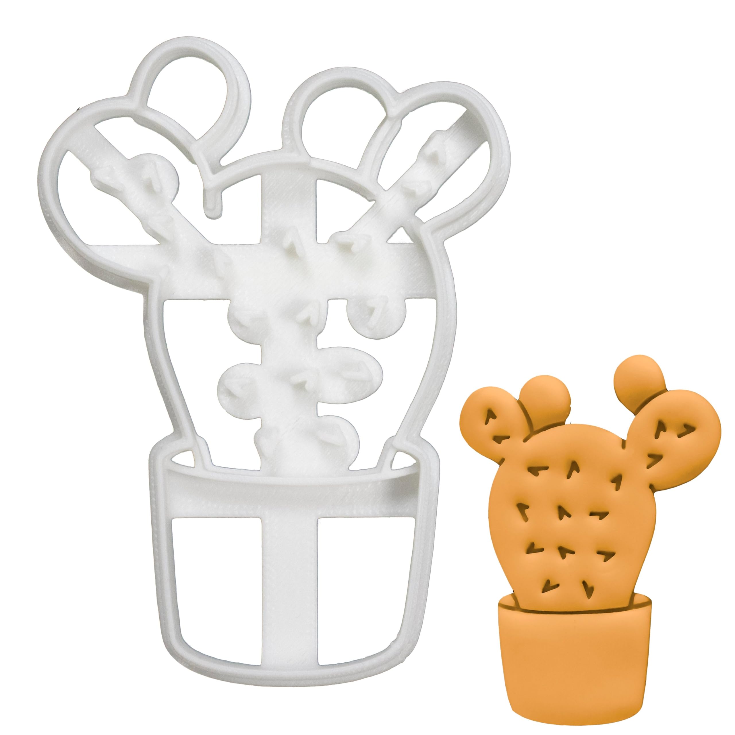 BAKERLOGY Potted Prickly Pear Cactus Cookie Cutter - Detailed Biscuit Cutter Design for Baking and Crafts, Ideal on Fondant, Dough, Clay