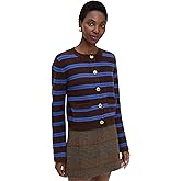 English Factory Women's Striped Gold Button Cardigan