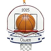 UniqXmas Personalized Basketball Christmas Ornament 2025 | Hoop & Ball Xmas Tree Decoration for Boy & Girl | Customized Unique Keepsake Gift for Basketball Player Coach MVP | Custom Name & Year