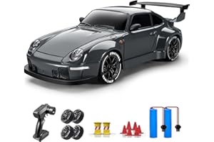 ACAMMZAR RC Drift Car, 1:24 Remote Control Car for Kids, 20KM/H 4WD High Speed RC Cars with LED Lights, Two Batteries, Extra 