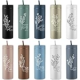 Teenyyou Christian Gifts for Women Men Bible Verse Tumbler 16 oz Plastic Religious Cups with Lid Straws Easter Baptism Gift for Sunday School Birthday Church Party Favor(10 Pcs,English Boho)