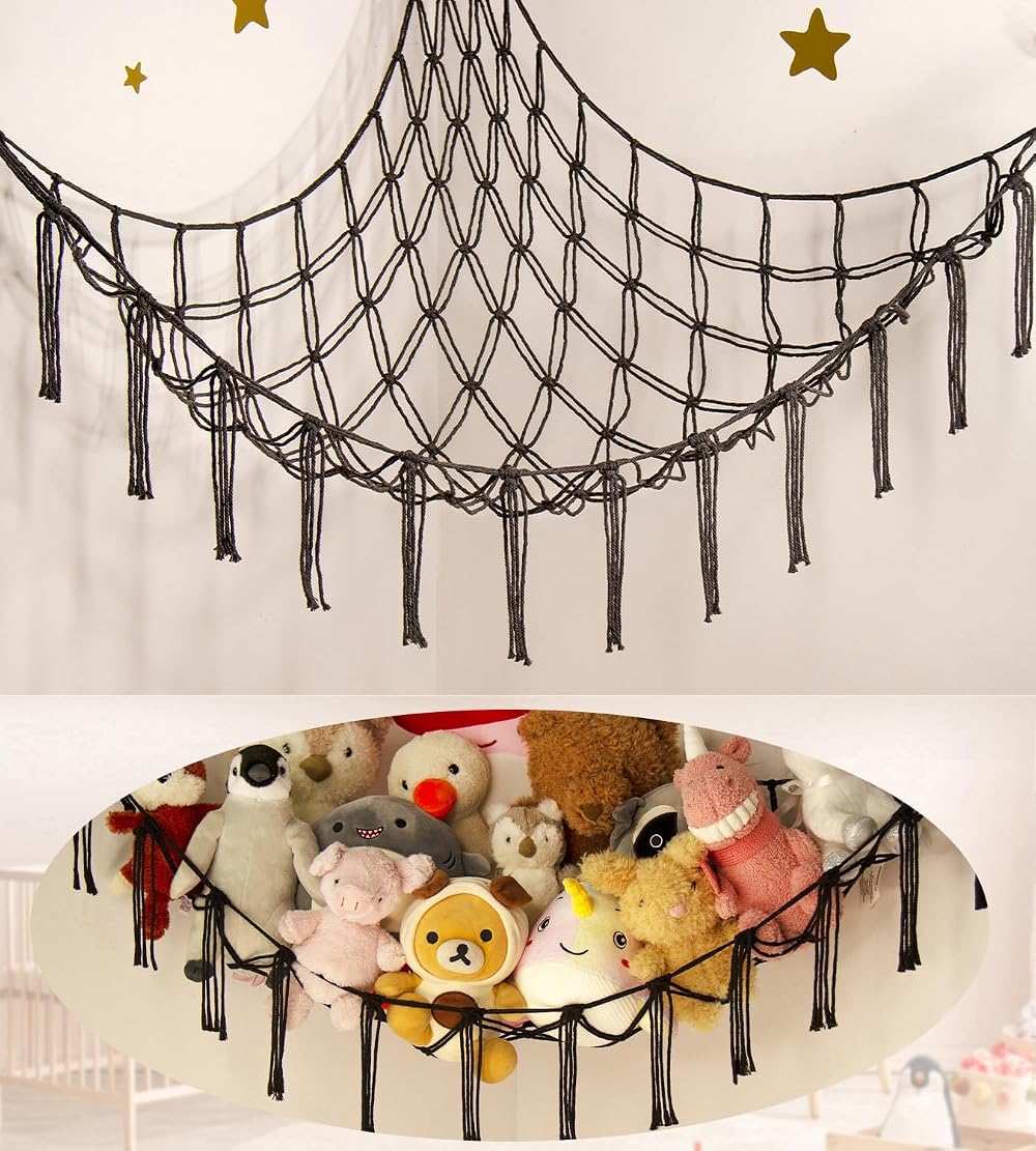 mirolam Teddy Hammock Toy Storage Net for Stuffed Animals Nursery Decor