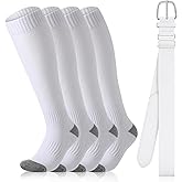 Haysandy Baseball or Softball Sock and Belt Combo Set 2 Cotton Baseball Socks with Belt for Boys Kids Youth Adult