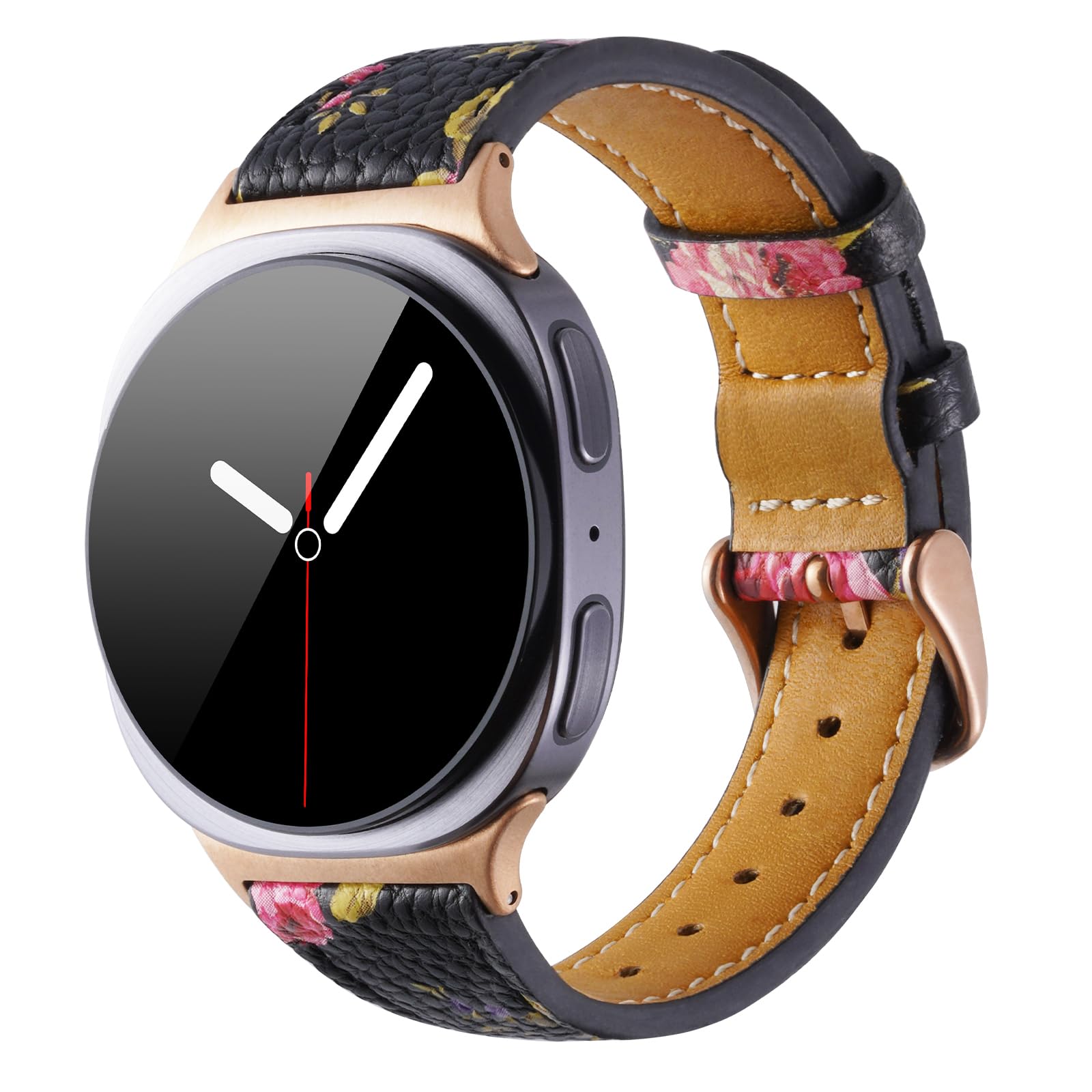 Mtozon Leather Bands Compatible with Samsung Galaxy Watch 8 40mm/44mm 46mm Classic Straps Wristbands Women Men, Floral