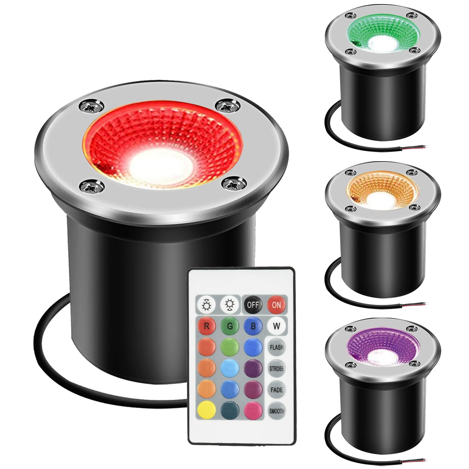 AHOTSUK RGB Garden Ground Lights Mains Powered Outdoor Garden Inground Lights LED Buried Lights 3W 12V P67 Waterproof Low Voltage Underground Lights for Garden, Patio, Step,Pathway