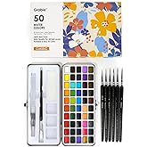 Grabie 50 Colors Watercolor Paint Set, Detail Paint Brush Included, Watercolor Paints, Painting Sets, Art Supplies for Painting, Travel Watercolor Set, Amateur Hobbyists