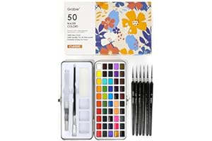 Grabie 50 Colors Watercolor Paint Set, Detail Paint Brush Included, Watercolor Paints, Painting Sets, Art Supplies for Painting, Travel Watercolor Set, Amateur Hobbyists