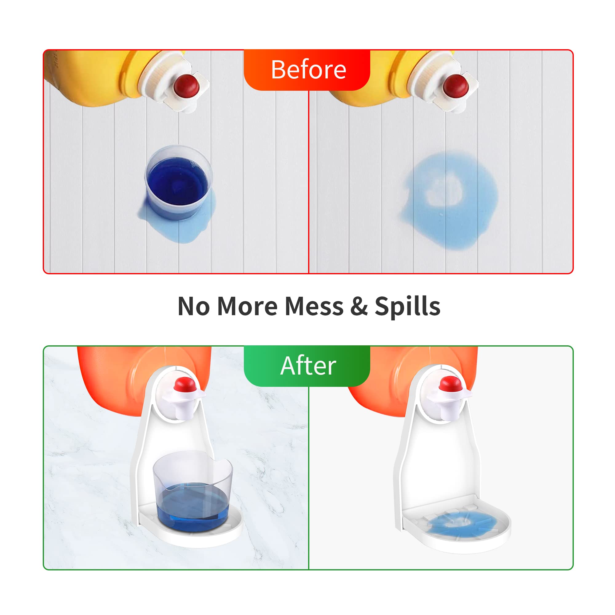 (2 Pack) Laundry Detergent Cup Holder Drip Catcher Organizer Clip Tight on Laundry Bottle Spouts, No More Leaks or Mess with Detergent and Fabric Softener in Laundry Room