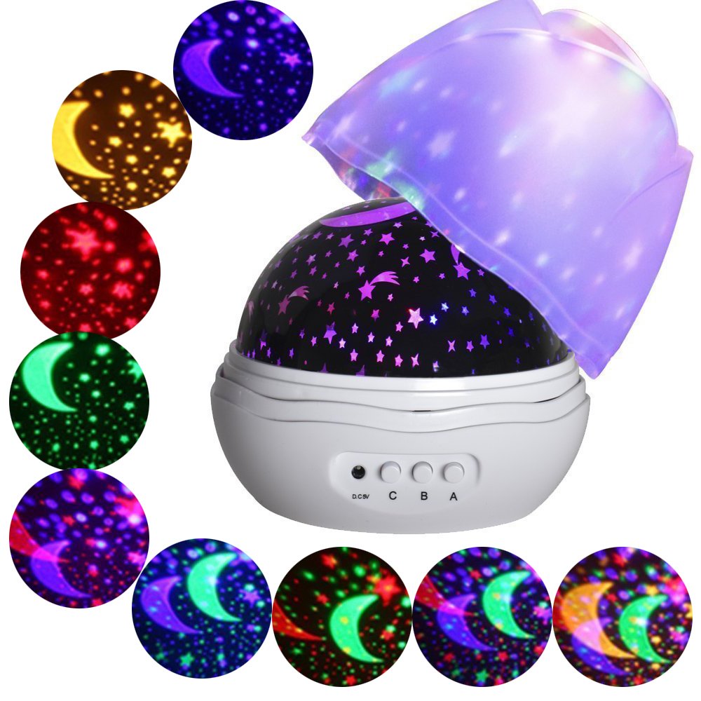 MINGKIDS Lámpara LED giratoria grados Luz romántica de habitaciones Cosmos proyector de