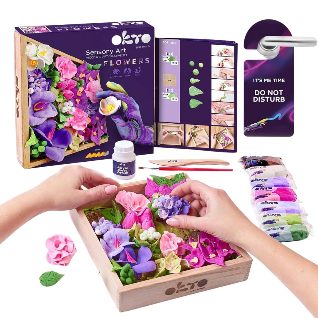 Okto Art Kit Inspiration | Succulents Art Set 3D for Home Wall Decor | Craft Kits for Adults UK and Teenagers | Craft Box with Modeling Clay for Succulents | Hobby Kits Succulent DIY Art Gift Kits