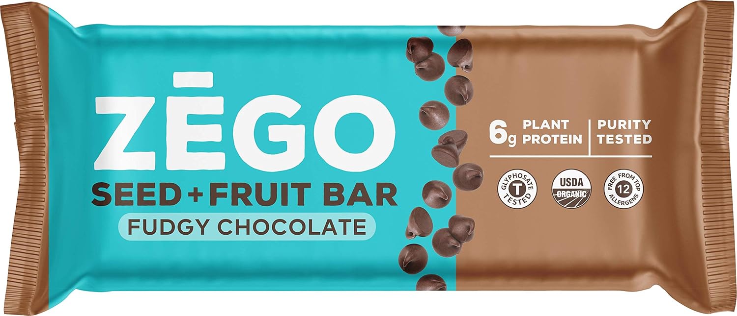 ZEGO Seed + Fruit Bars, Fudgy Chocolate (Non GMO, Organic, Vegan, Gluten Free) [Pack of 9]