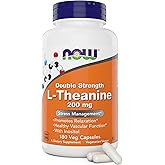 NOW Foods L-Theanine, Double Strength 200 mg Per Cap - 180 Veg Capsules - Enhanced with 100mg Inositol - Vegetarian, Non-GMO - Ltheanine 200mg Supplement