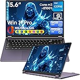 15.6" Laptop Computer 2-in-1,Win 11 Pro 16GB RAM 512GB SSD Core m3 8100Y(up to 3.40 GHz) ,MS Office 365 Ultra-Thin ,FHD Touchscreen, Wi-Fi 5, BT5.1, RJ45,Backlit Keyboard (YUGA 16GB RAM 512GB SSD)