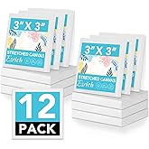 ESRICH Small Canvases for Painting 3x3IN, Mini Canvas in Bulk 12Pack, 2/5In Profile Small Square Canvas, Blank Canvases are Great for School Projects and Kids Birthday Parties, Home Decor Project.