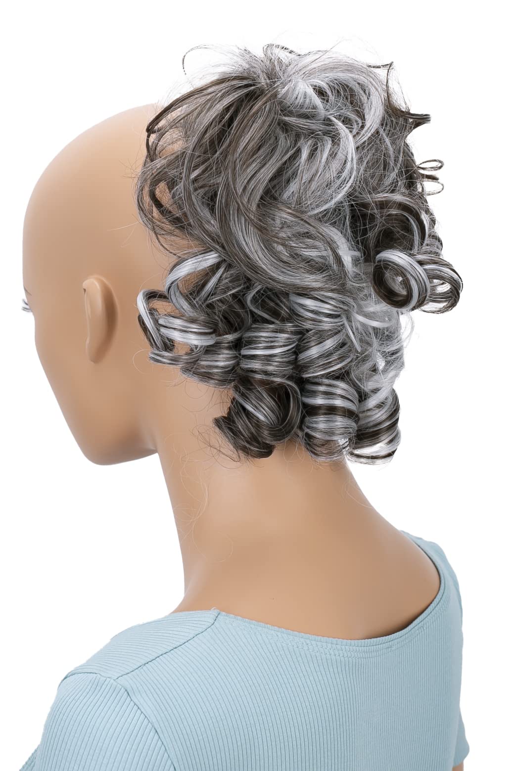 CAISHA Hairpiece Scrunchy Updo Bridal Hairstyles Voluminous Curly Messy Bun Brown Gray Mix G14L — image 1
