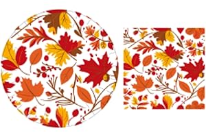 BASHOUT Thanksgiving party plates and napkins set, 24 plates and 24 napkins, for Fall celebrations, Friendsgiving and thanksgiving dinner.