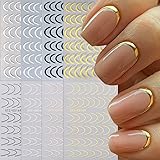 8 Pieces French Tip Line Nail Art Stickers 3D
