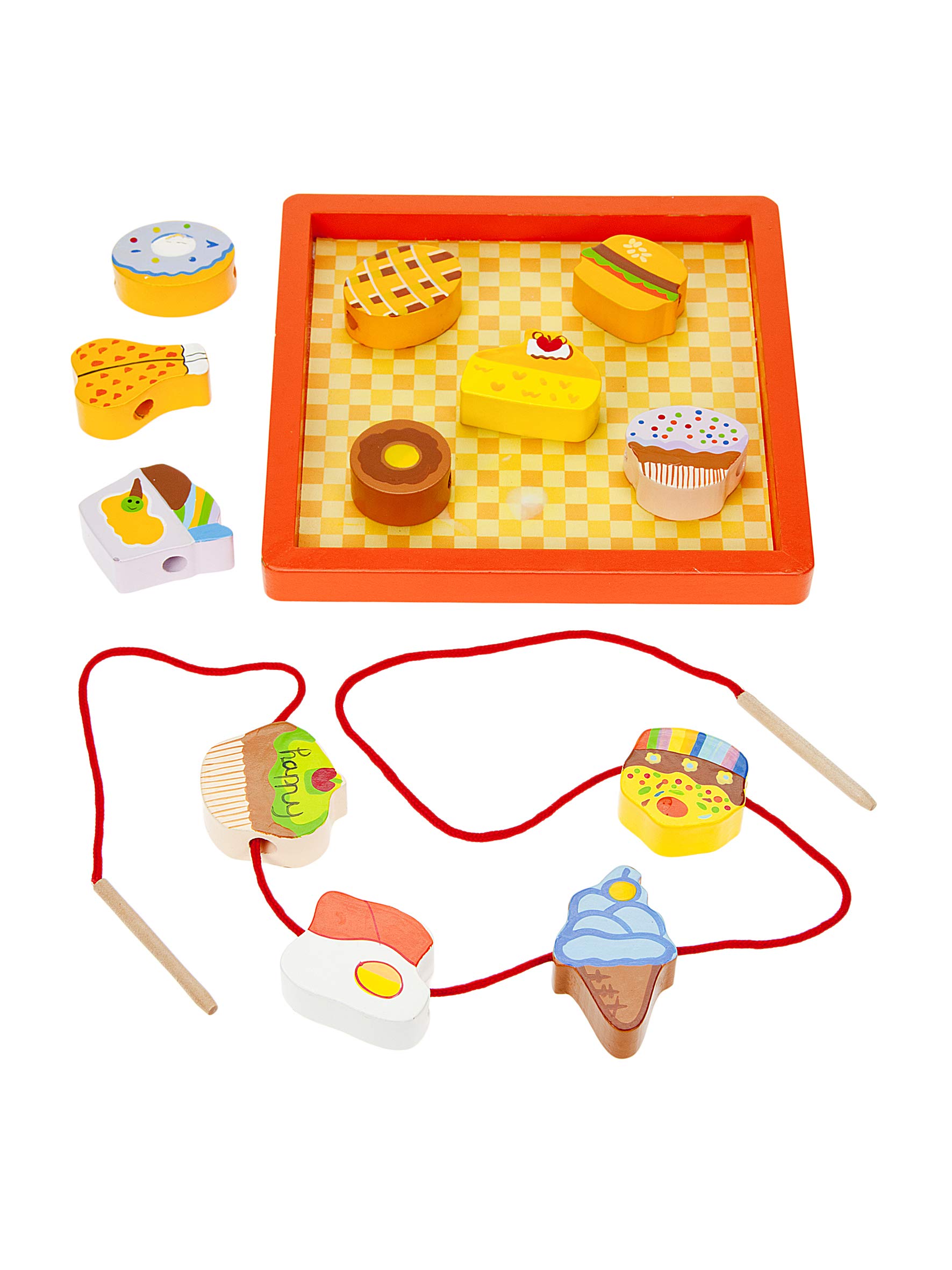 Mousehouse Gifts - Threading Toys for Toddlers Fine Motor Skills Set, Wooden Bead Lacing Toy for Children 3 Years+