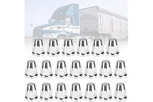 AUTSURLES 20 pcs of 33mm Chrome Standart Screw-on Lug Nut Covers for Volvo (VNL) & International & Peterbilt & Kenworth & Mack & Freightliner (Cascadia, Columbia, M2, FLD) Semi Trucks Wheels Axle Cover Kit