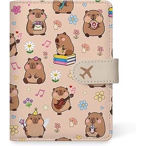 Capybara Passport Holder for Travel Essentials, RFID Blocking Wallet, Cute Passport Book for Women, Christmas, Birthday Gifts