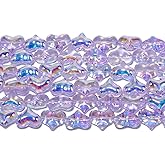 Songxi 50pcs Purple Half Plated Heart Glass Beads for Jewelry Making, 14x16.5mm Handmade Crystal Beads for Bracelet Necklace Keychain, Loose Spacer Beads for Arts and Crafts, DIY