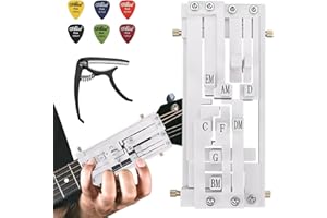 FormiPow Guitar Chord Presser, 11 Chords Presser for Guitar, Guitar Chord Helper with Guitar Pick & Capo, Guitar Learning Aid Tool Kit for Beginners Friends (White)