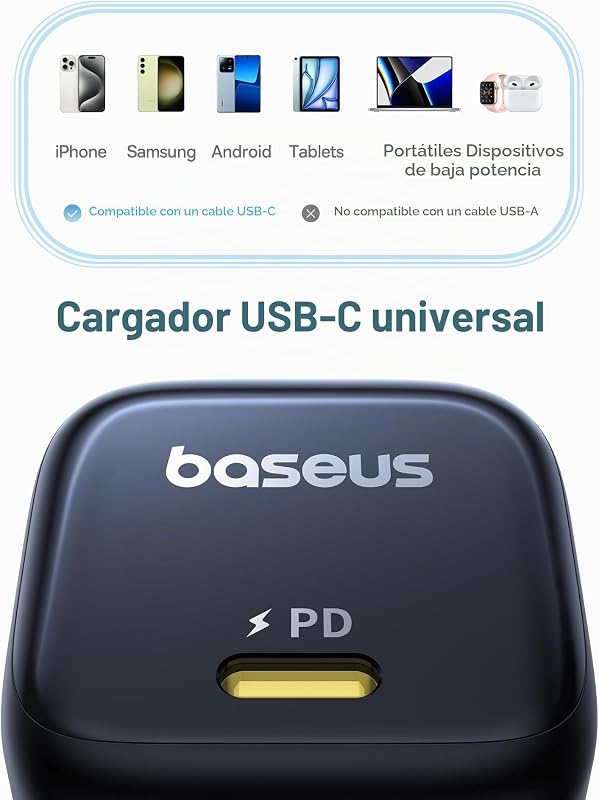 Baseus PicoGo 45W USB C Charger, Fast Charge GAN PD3.0 PPS Carregador Compacto para iPhone 16 Pro Max/15/14/13, Galaxy S24/S23/S23+/S23 Ultra/S22/S21/S20, Pixel, iPad/iPad Mini, Preto