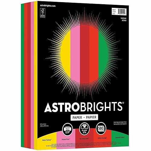 Bright Color Paper, Wausau Astrobrights®, Letter Paper Size, 24 Lb, Assorted Colors, Ream Of 500 Sheets