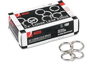 ACCO BRANDS ACCO Loose Leaf Binder Rings, 3/4", Silver, 100 Rings/Box (72201)