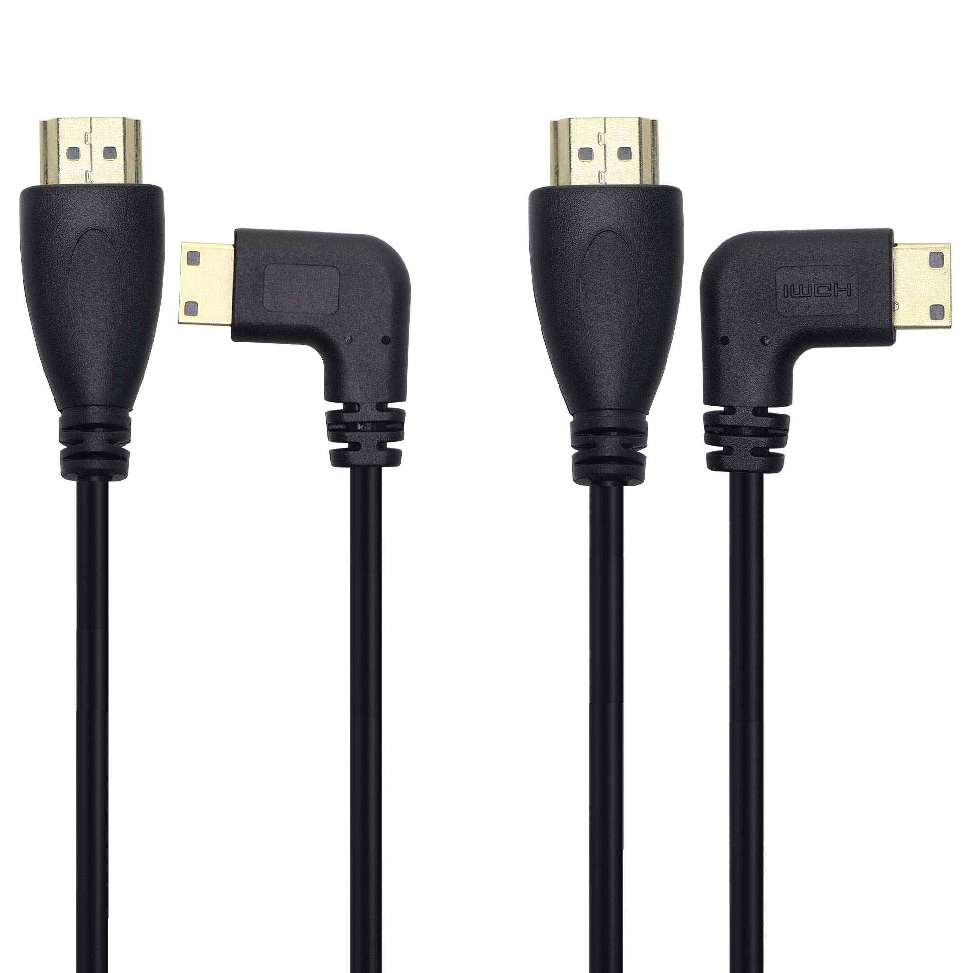 Mini HDMI to HDMI Cable,Mini HDMI Male 90 Degree Left and Right to HDMI Male 20inch-2pcs
