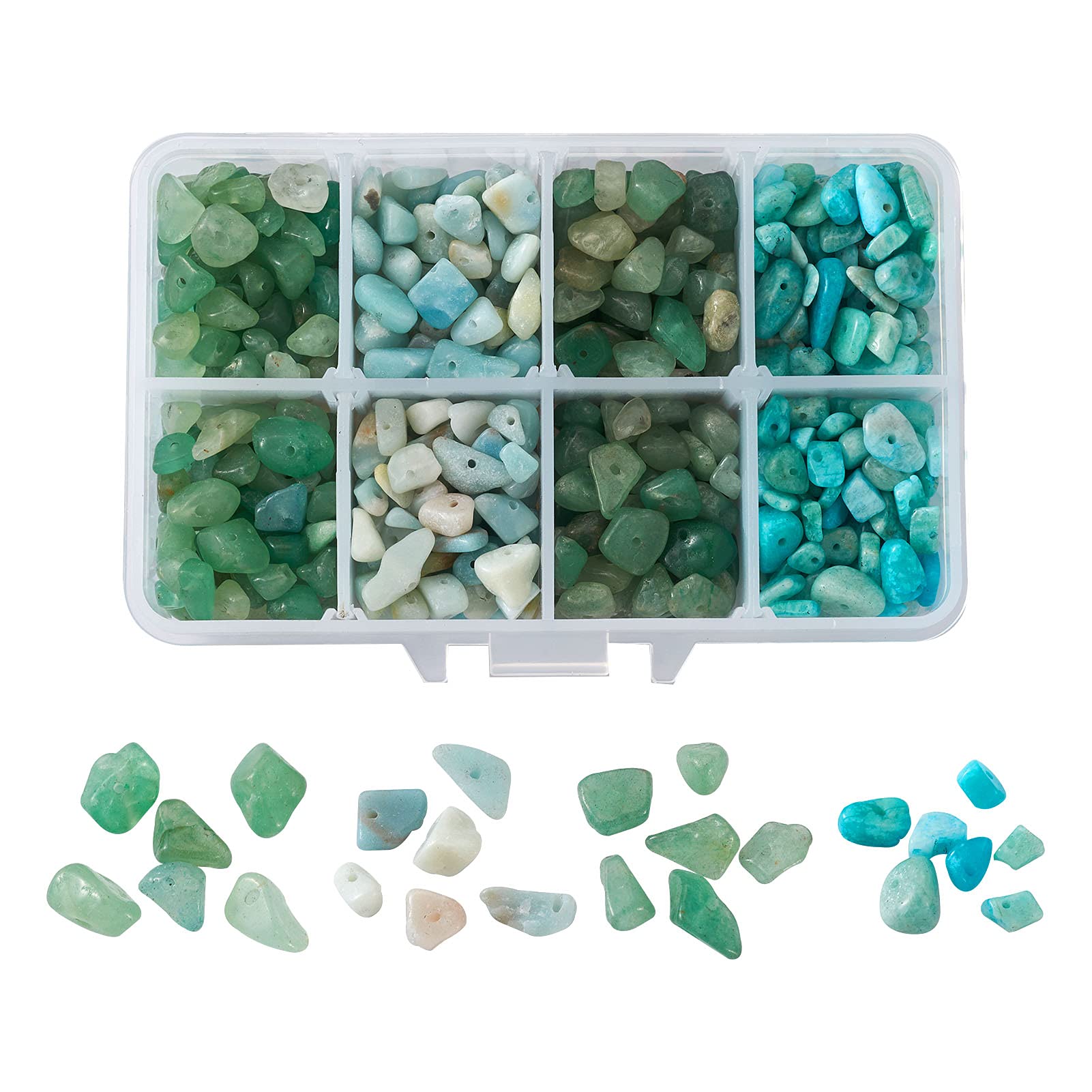 PandaHall 180g Natural Green Aventurine Chips Beads 5-8mm Crushed Irregular Chips Set Healing Crystal Loose Beads Gemstones for Bracelets Necklace Earring Making