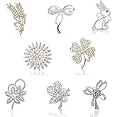 8-Piece Set of Women's Brooches Bow Brooches Women's Bridal Bouquet Gifts Pearl Rhinestone Pins Brooch Set