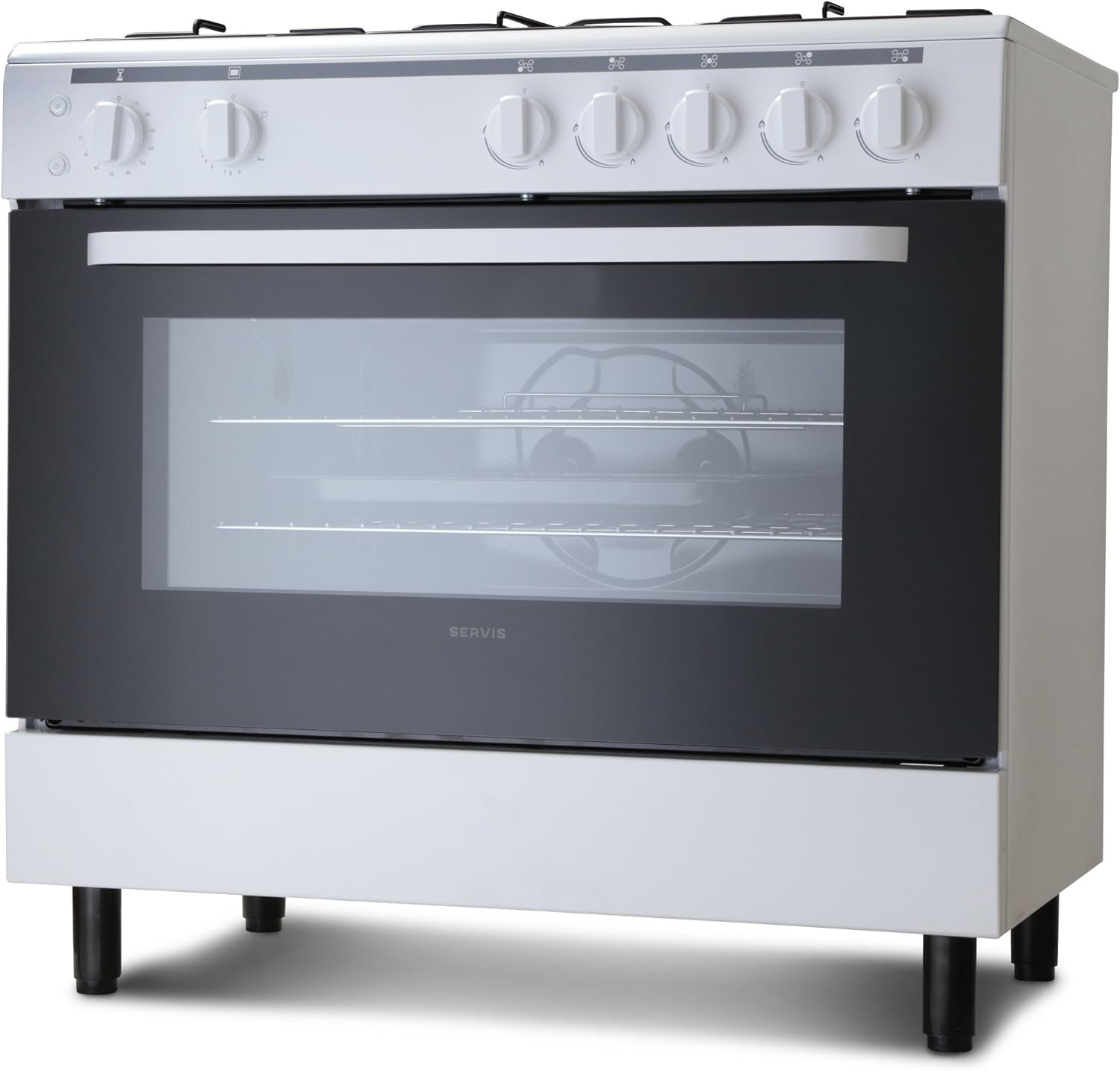 Servis SG900W 90cm Gas Range Cooker in White Large Single Oven