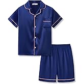 Topgal Satin Pajamas for Girls – Coat Style Silky Button Down PJ Set Size 6-16