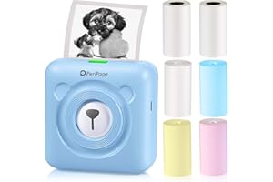 Weewooday Peripage Mini Printer Portable Printer Pocket Printer A6 Portable Thermal Printer Label Sticky Note Sticker Photo Printer for Smart Phone with Bluetooth USB Connect (Blue)