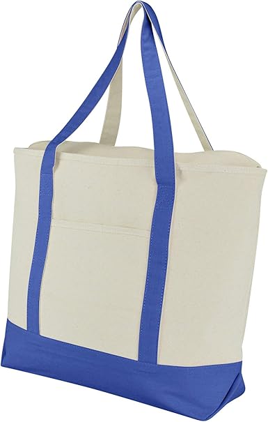 blue canvas tote bag